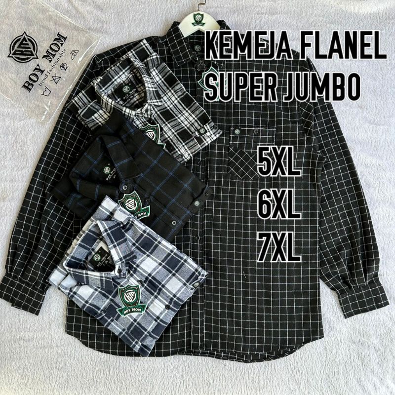 KEMEJA FLANEL SUPER JUMBO 5XL 6XL 7XL KEMEJA FLANEL LENGAN PANJANG KEMEJA FLANEL UNISEX PRIA WANITA 