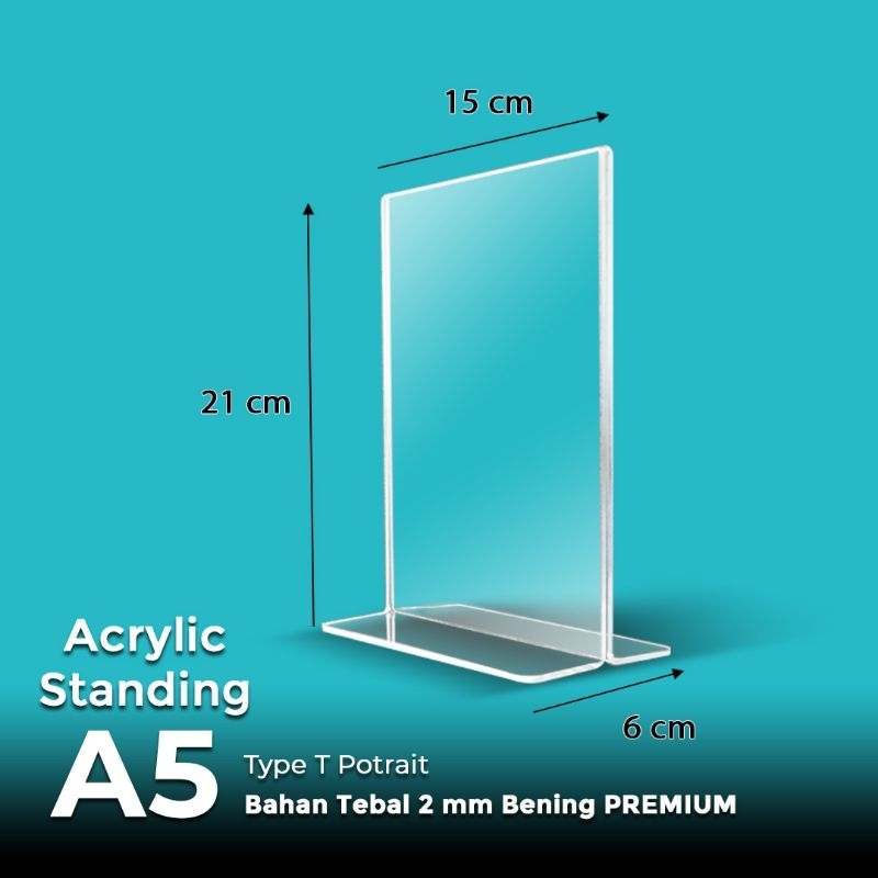 

Tempat Brosur / Tent Holder / Akrilik Stand A5 Potrait Tebal 2mm Bening Premium