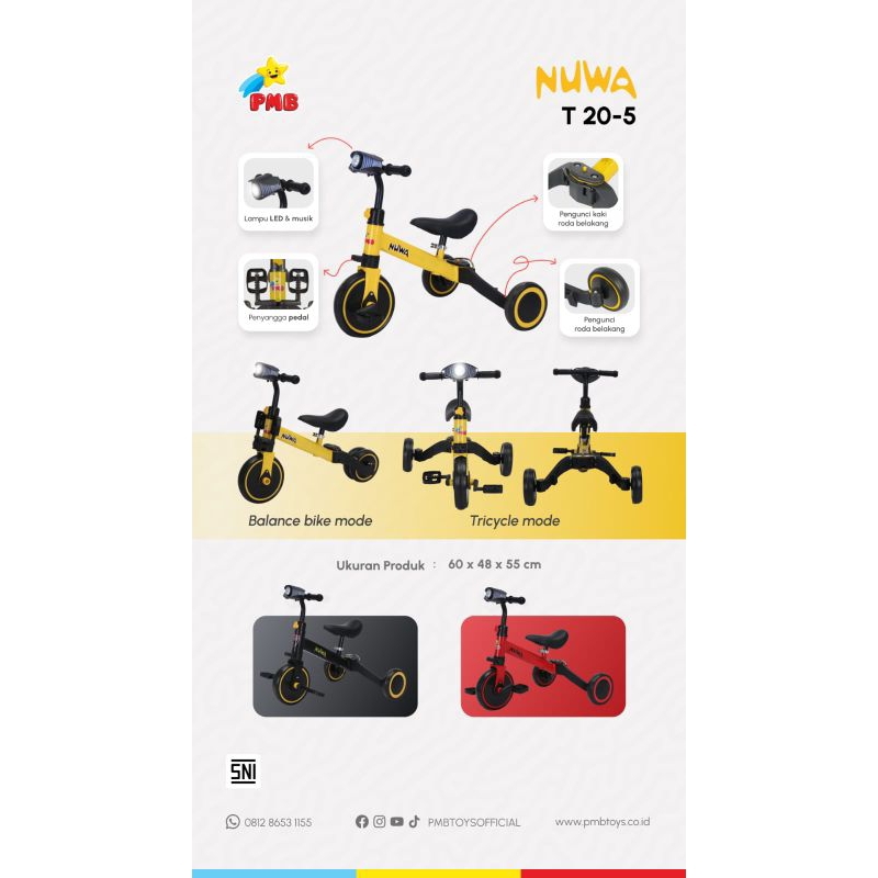sepeda anak roda 3 PMB nuwa T20-5