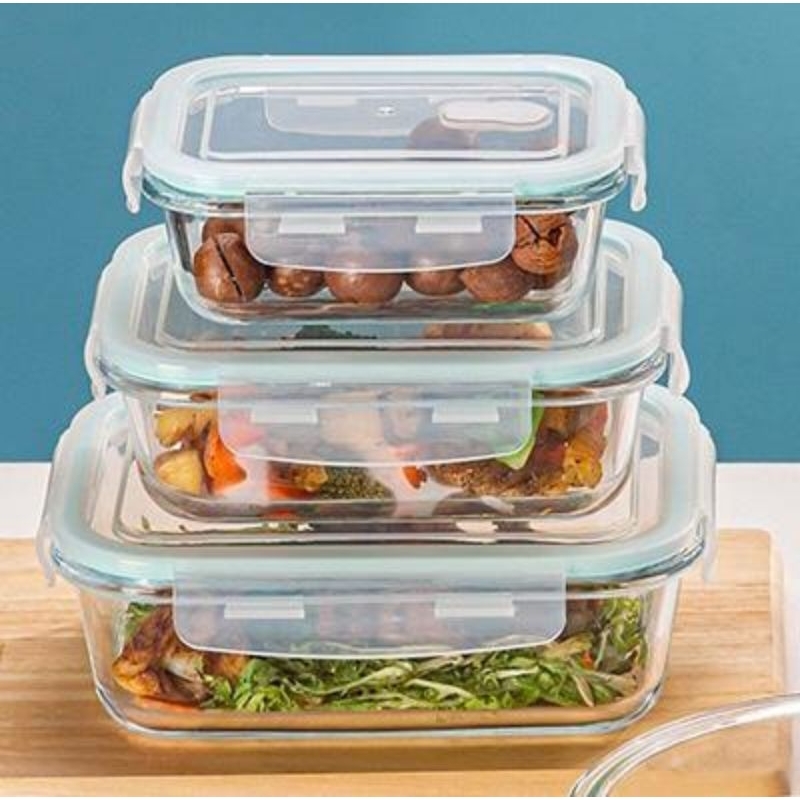 Lunch Box Kaca / Kotak Makan Kaca / Wadah Penyimpanan Kaca