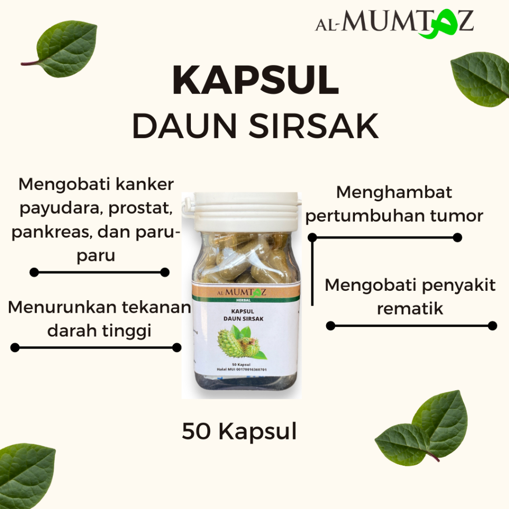 

Herbal Kapsul Daun Sirsak Untuk Kista, Kanker, Tumor, Sendi Suplemen Origina Asli Alami