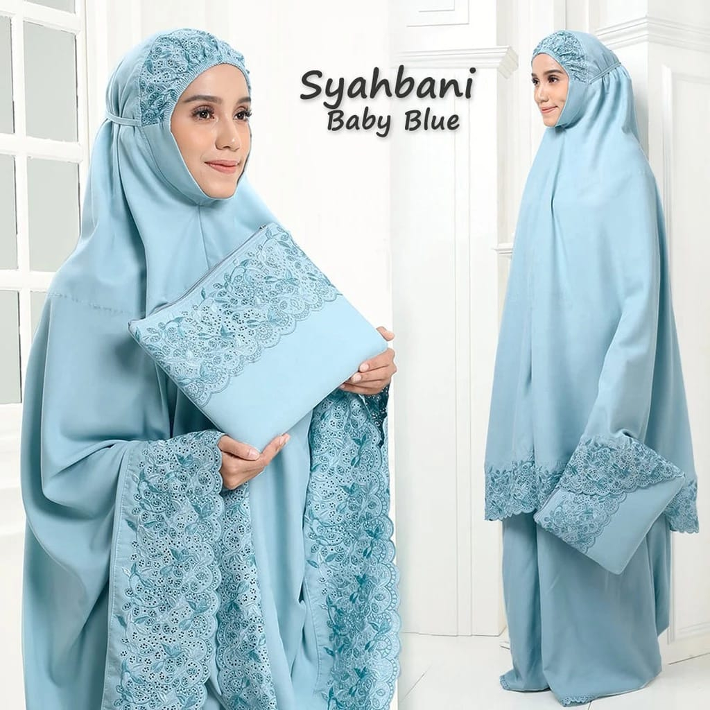 Dzakiyya - Mukena Syahbani Mukena Dewasa Bordir Katun Premium Jumbo Lembut Cantik Pasti Ori