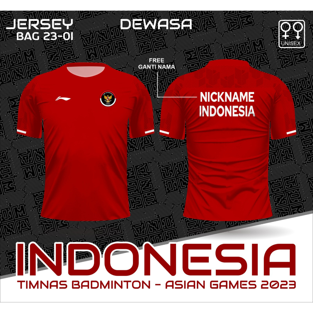 Jersey badminton timnas indonesia baju asian games 2023 kaos bulutangkis