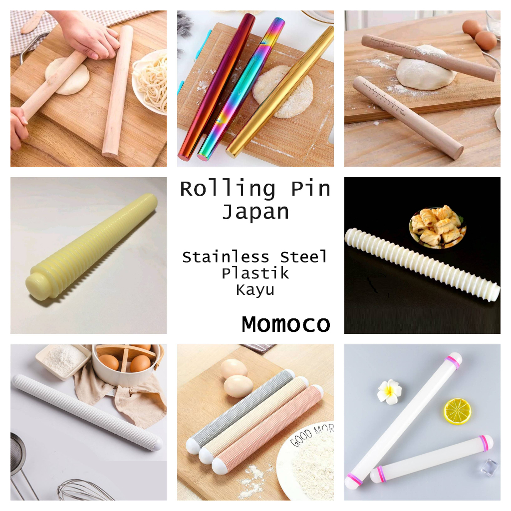 Rolling Pin Jepang  Adonan Rol Pin Japan Penggilas Penggiling Adonan Stainless Steel Plastik Kayu Mo