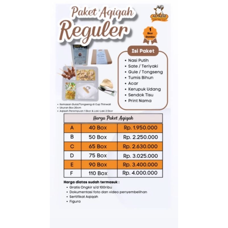 

PAKET AQIQAH REGULER AREA BANDUNG & CIMAHI #AL-AZIZ