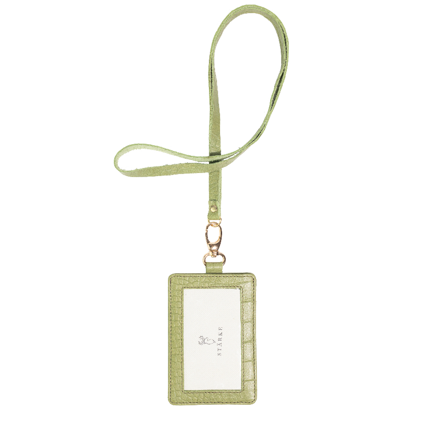 

Lanyard ID Card Vintage Holder Aesthetic Kulit Asli Starke Fury Chital Texture Croro Sage Green