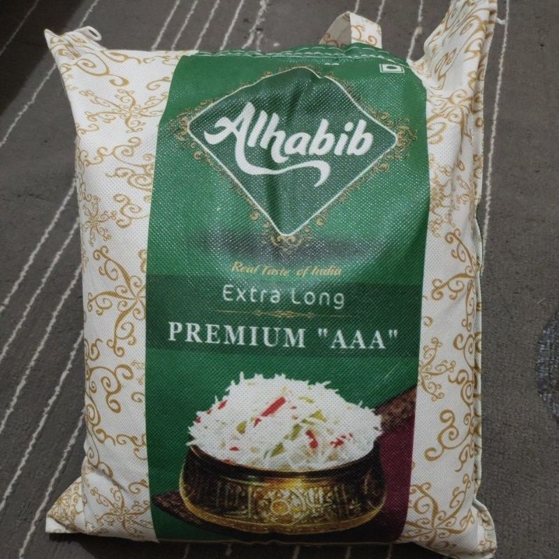 

Beras Basmati Alhabib, Extra Long Premium "AAA" kemasan Asli 5 Kg