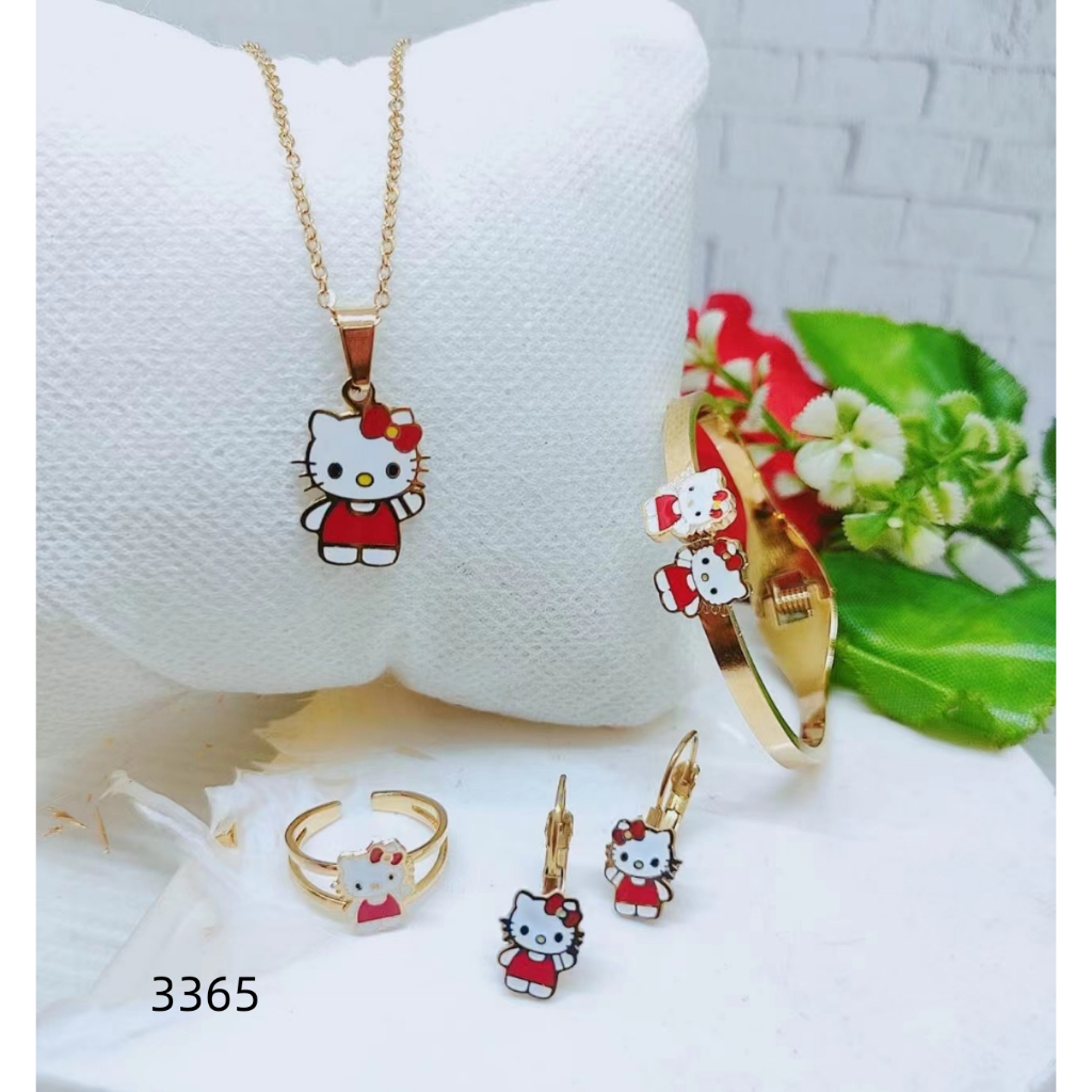 Set Titanium Anak 3365 3366 Perhiasan Kalung Gelang Dan Anting Cincin