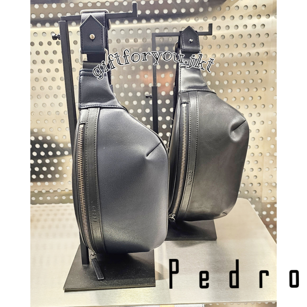 Tas Pria Pedro Monochrome Sling Pouch Bag Original Tas Pria Cowok Selempang Pinggang Waist Belt Bag