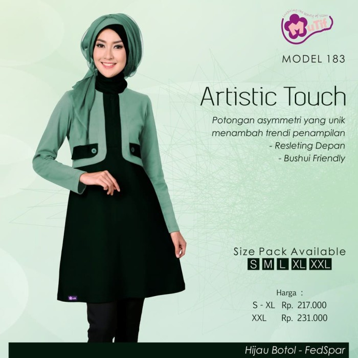 MUTIF 183 BAJU TUNIK ATASAN WANITA MUSLIMAH LENGAN PANJANG