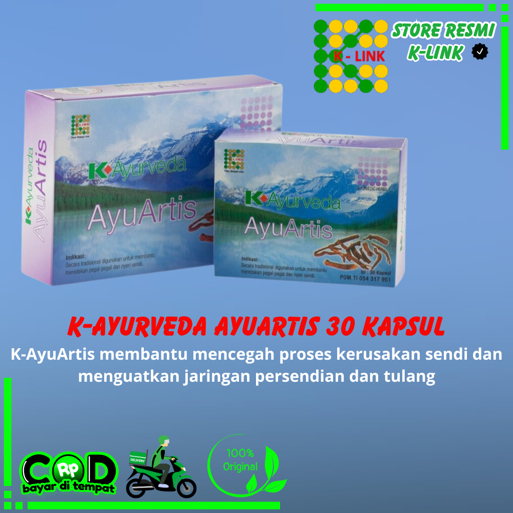 K-LINK K-Ayurveda Ayuartis 30 Kapsul 𝟏𝟎𝟎% 𝐎𝐑𝐈𝐆𝐈𝐍𝐀𝐋 𝐊-𝐋𝐈𝐍𝐊 II Mengatasi Masalah Tulang & Reumatik