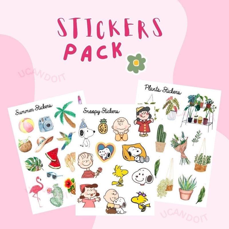 

Stickers Pack (Stiker Cutting Food, Plants, Kartun, Fashion, dll) Tahan Air