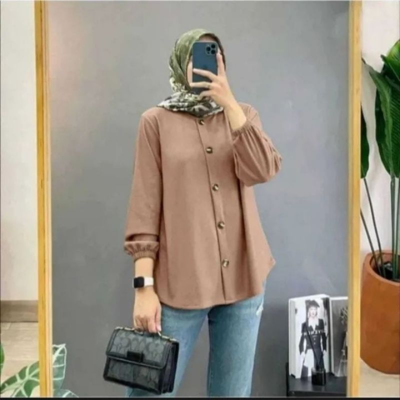 vita blouse bahan crinkle busui friendly kancing aktif