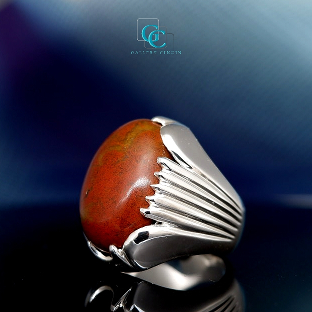 Cincin ikat batu akik permata perak pria 33