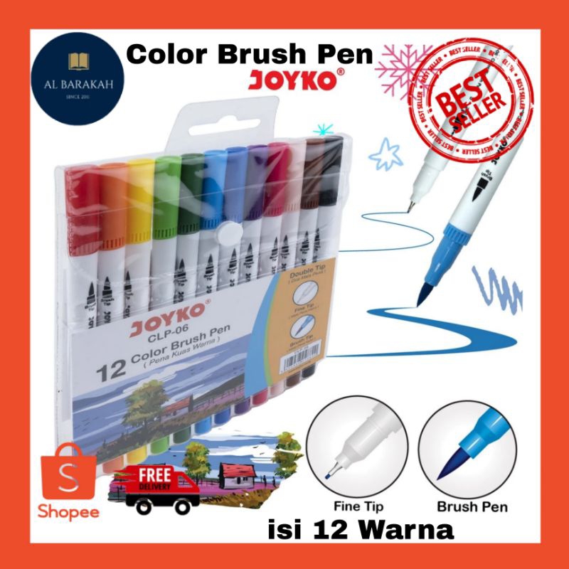 

1 Set ( 12 Warna ) !!! Color Brush Pen Pena Kuas Warna Joyko CLP-06 12 Warna Color / Brush Pen Joyko