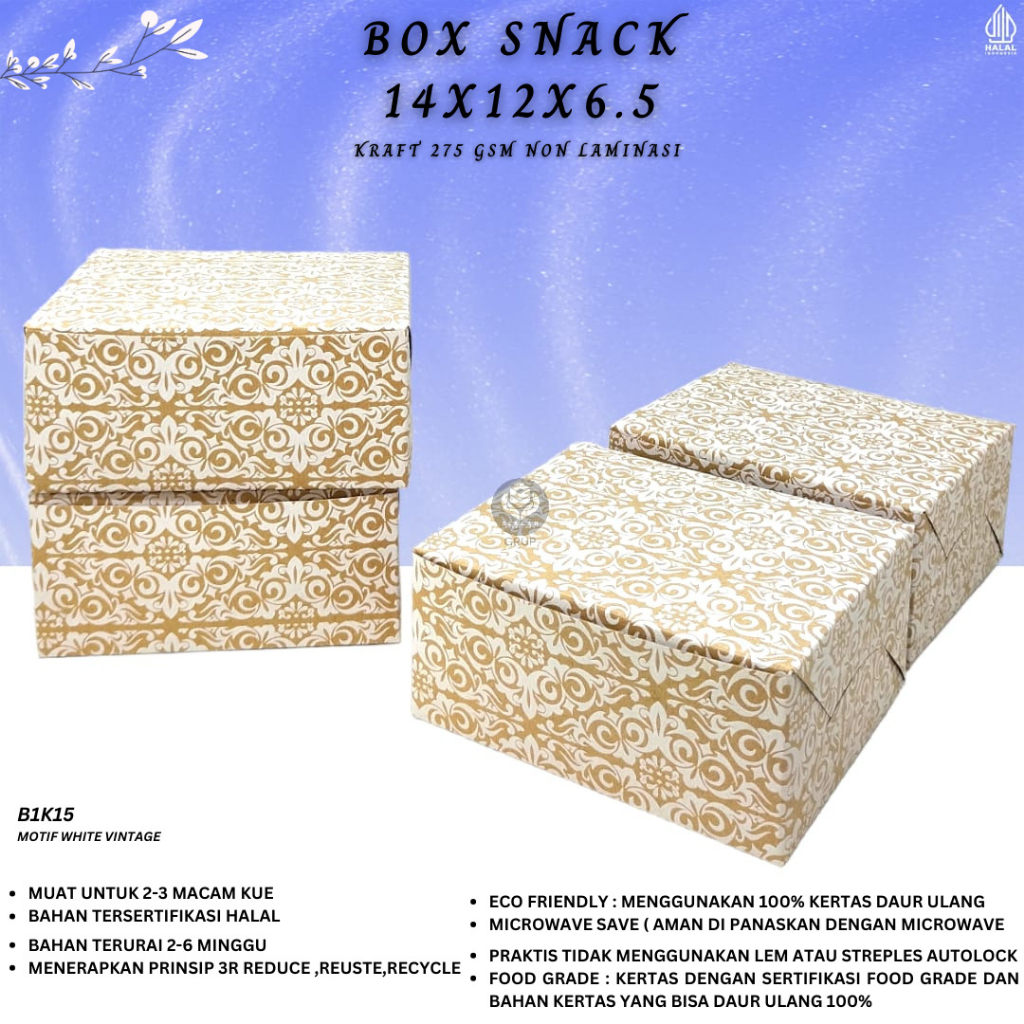 

Box Snack Dus Kue Snack Box 14x12 (B1K15-14X12X6.5 Cm)
