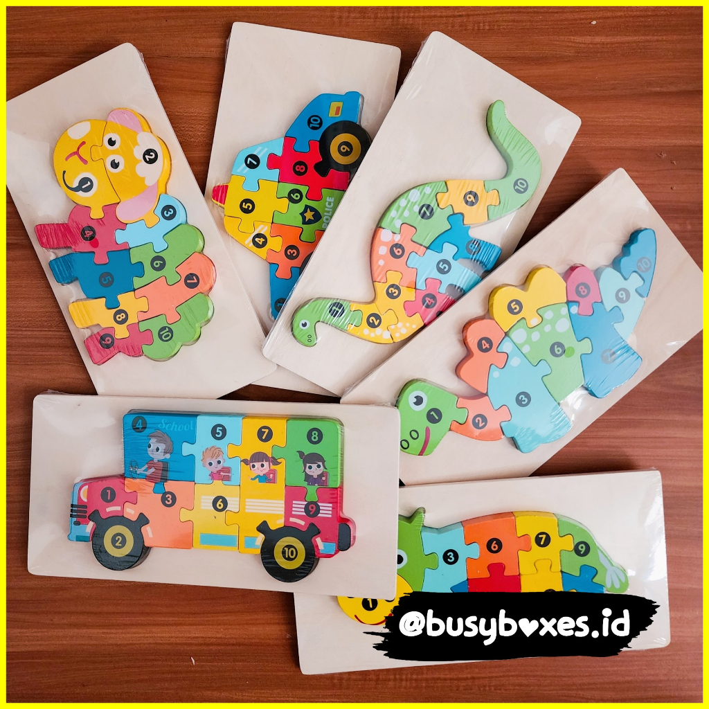 [busyboxes.id] mainan Edukasi Puzzle Angka Dinosaurus Mengenal angka 1-10 Mainan montessori preschoo