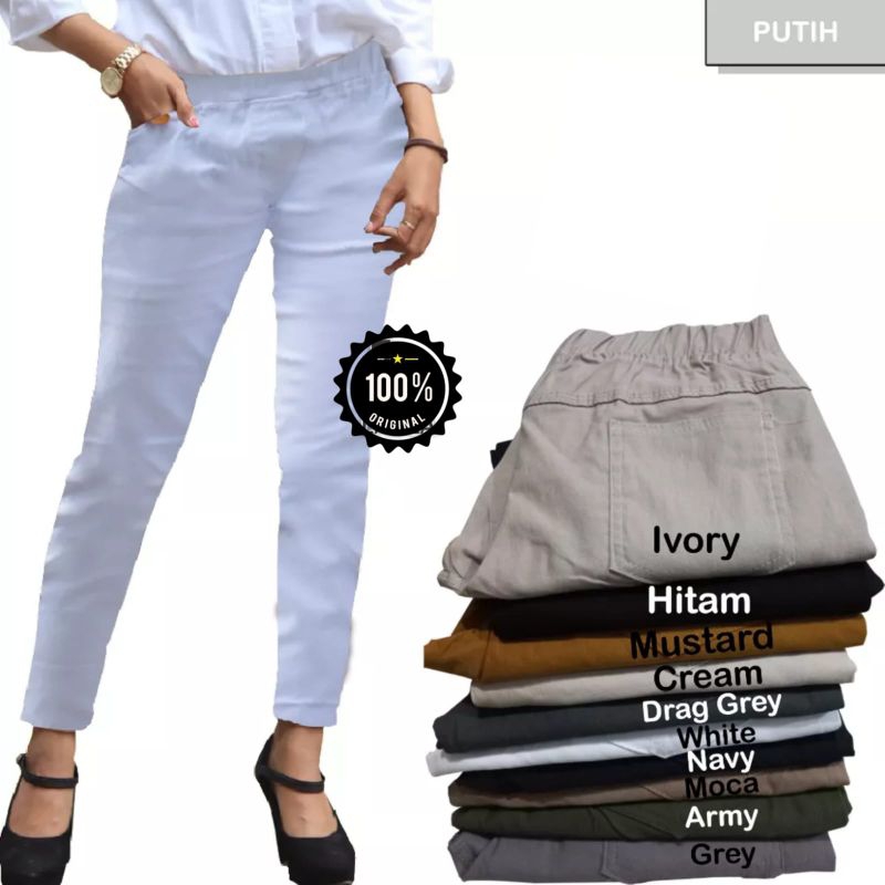 Celana Chino Wanita Bahan Melar Elastis Elizabeth Pants