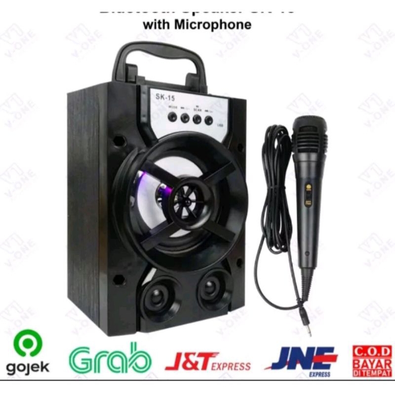 speaker Bluetooth Radio aktif plus mik karaoke