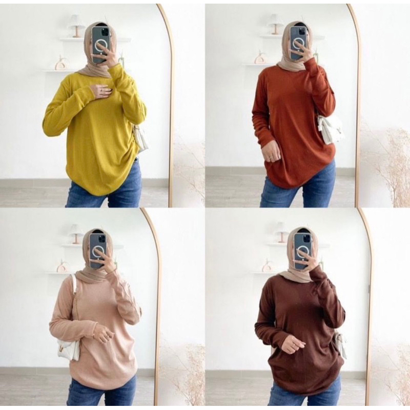 KAOS RIB PE PREMIUM OBLONG PANJANG//KAOS RIB PE LENGAN PANJANG//KAOS OBLONG WANITA//KAOS POLOS OBLON
