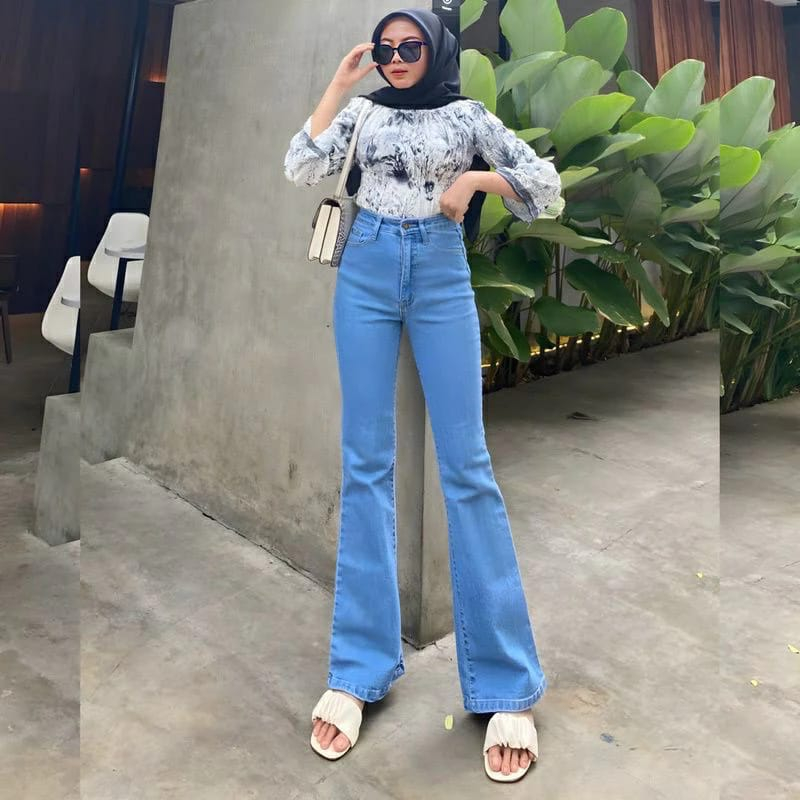CELANA HIGHWAIST KULOT CUTBRAY LOOSE STREECHT MELAR JEANS PANJANG WANITA