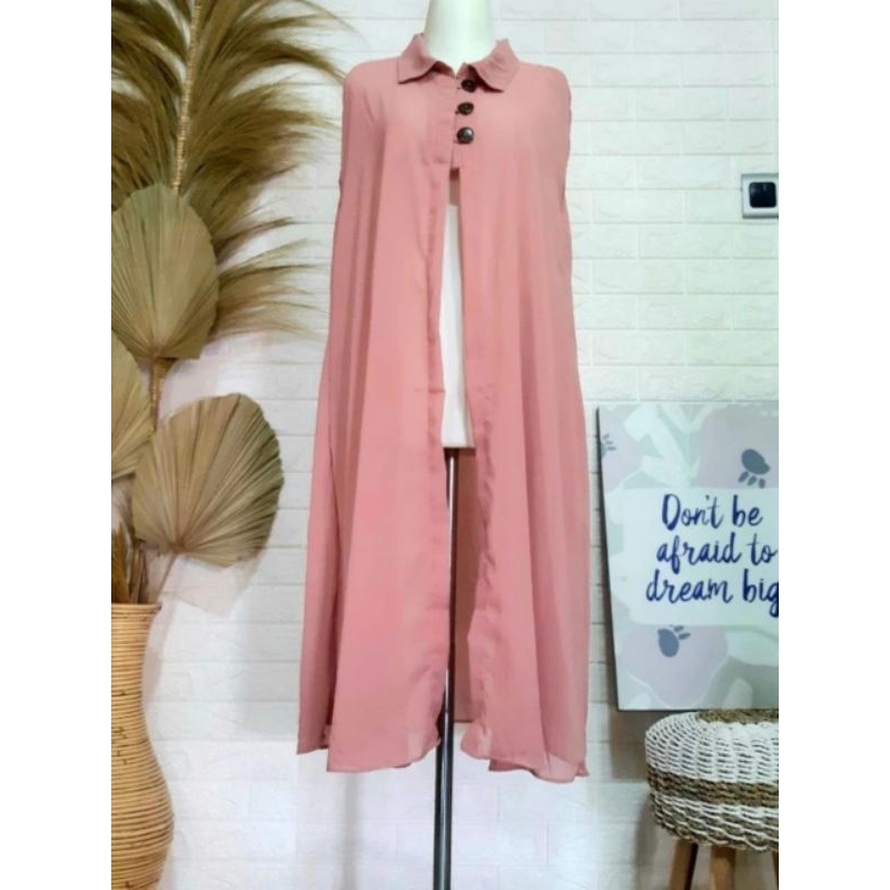 Long Outer Cardigan Panjang Wanita Tanpa Lengan Cardigan Fashion Muslim