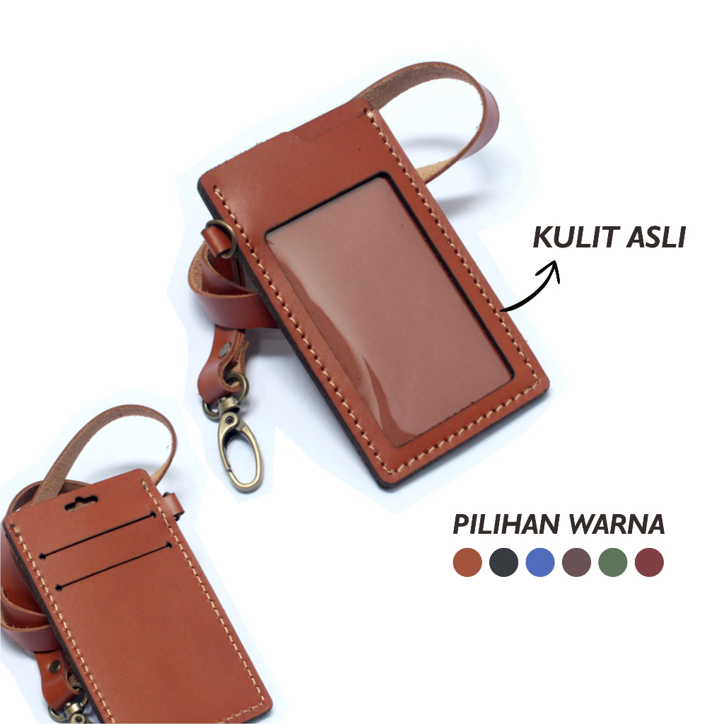 

ID Card Holder Kulit Asli Name tag Lanyard