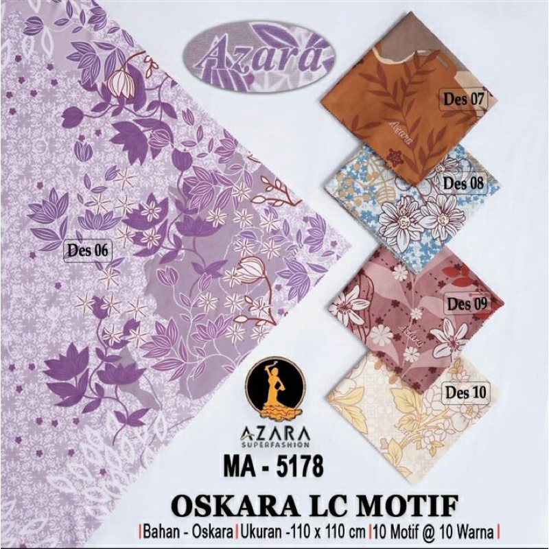 GROSIR (5pcs) HIJAB MOTIF OSKARA LC By AZARA