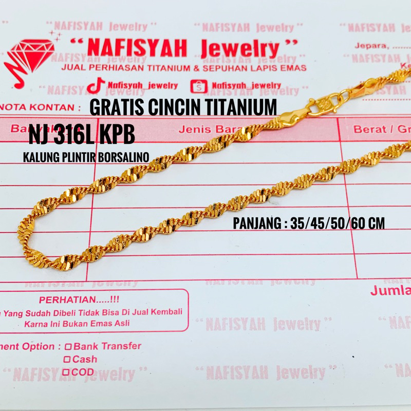 Kalung Plintir Borsalino Pengait Motif S