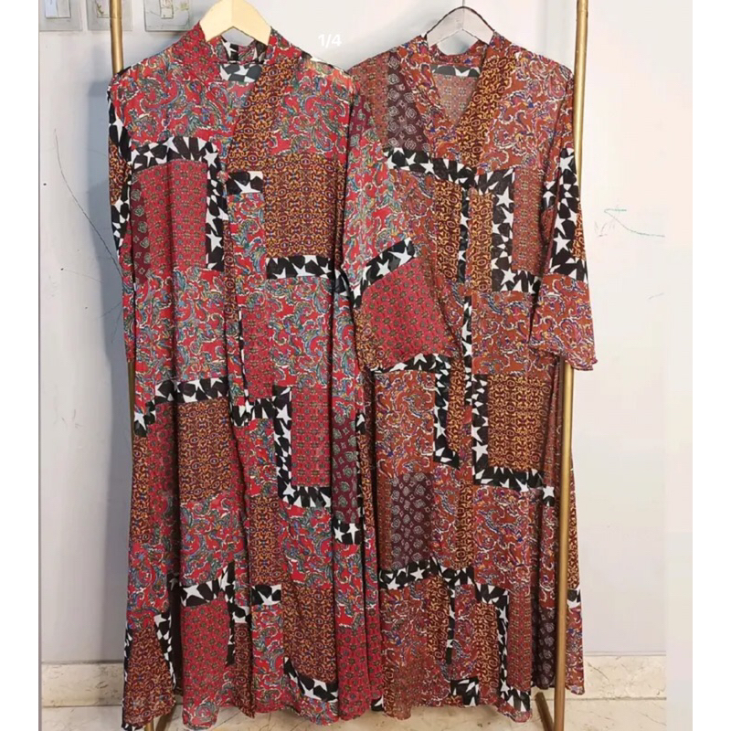 Outer ceruty panjang motif batik bintang