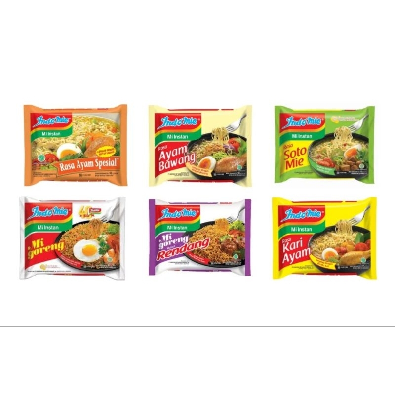

Indomie All Varian Ayam Bawang Soto Mie Mie Goreng Rendang