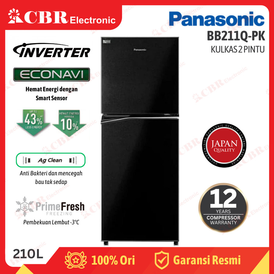 Kulkas PANASONIC 2 Pintu NR-BB211Q-PK (Inverter / 196 L)