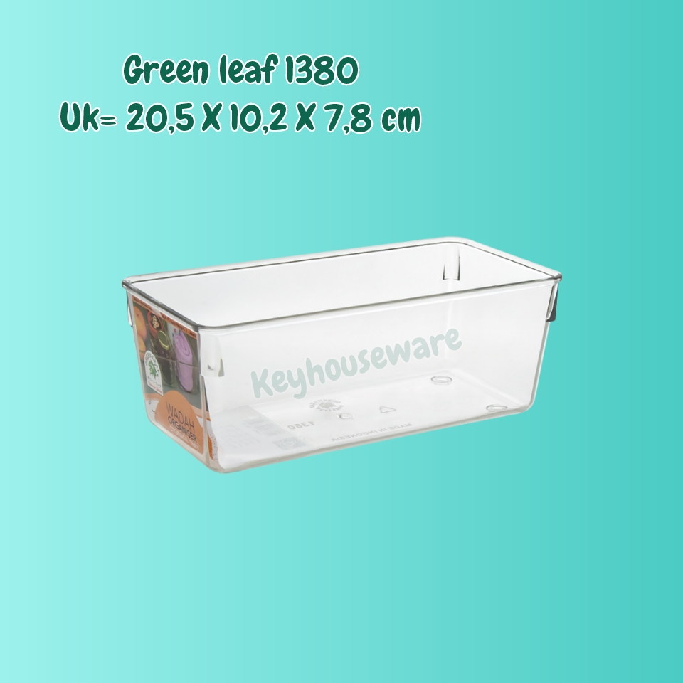 Kotak Penyimpanan Kulkas / Wadah Serbaguna Acrilic / Green Leaf 1380 / Storage Box