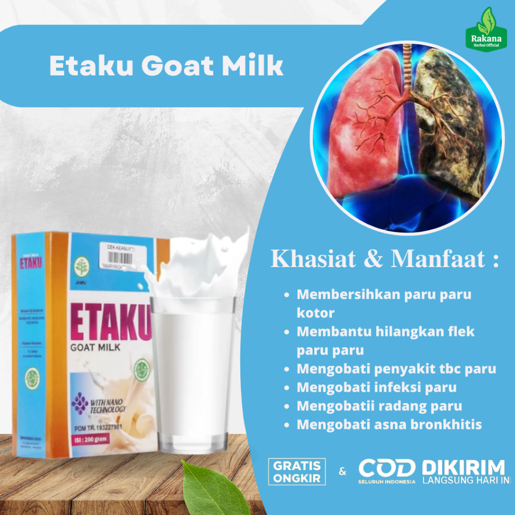 

Susu Pembersih Paru Paru Kotor Perokok Obat Flek Paru Paru Pneumonia Bronkitis TBC Batuk Berdarah Asma Sesak Napas Gurah Paru Paru Susu Kambing Etawa Asli Etaku Goat Milk