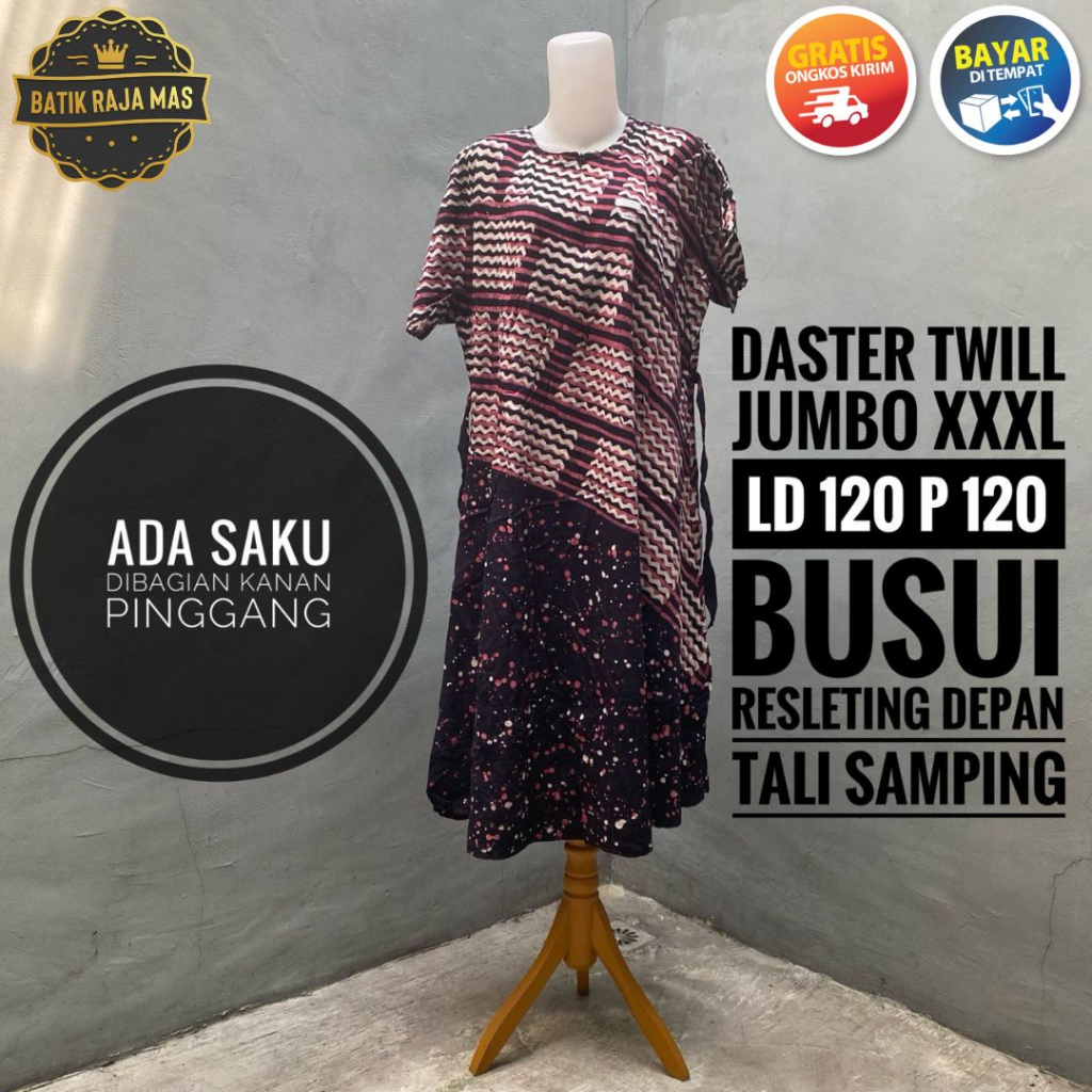 Daster Jumbo Busui Ibu Ibu Orang Tua Jumbo Wanita Dewasa Kekinian Terbaru Motif Batik Abstrak Busui 