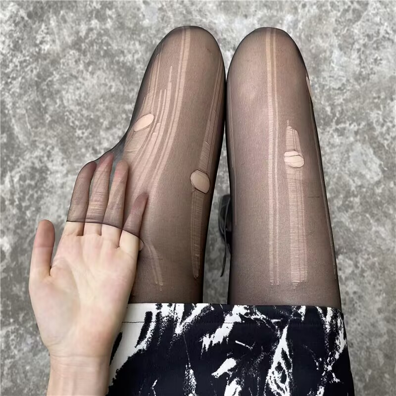 Dezenna Stoking Sexy Wanita Open Crotch Stoking Transparan Sexy Aksesoris Lingerie 5A233