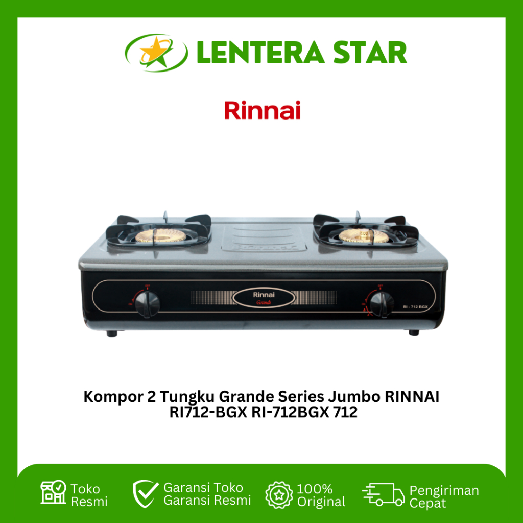 Kompor 2 Tungku Grande Series Jumbo RINNAI RI712-BGX RI-712BGX 712