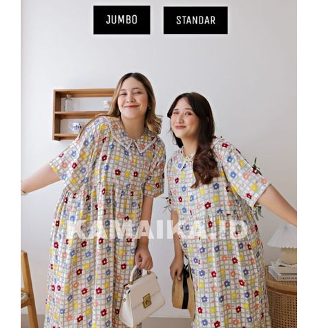 Daster ANDIN LD 115CM STANDAR & LD 130CM JUMBO / Daster KOREA / Daster kerah renda / Dress korea ray
