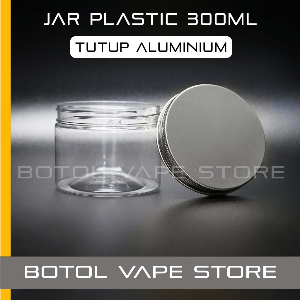 Botol Jar Toples Plastik/Palstic Jar 300ml Tutup Silver / Alumunium