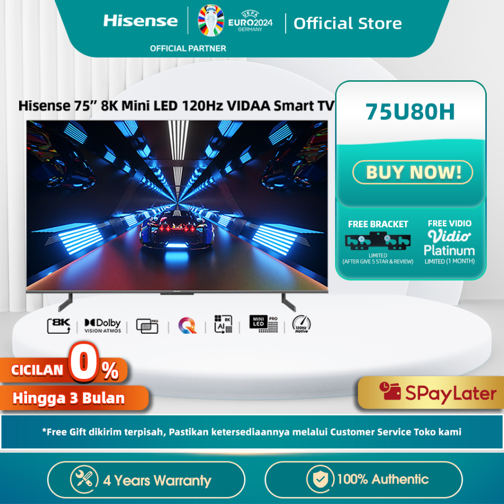 Hisense 75 inch Quantum dot ULED 8K Smart TV - 75U80H