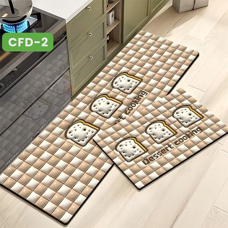 Keset Dapur Panjang Anti Slip 2 in 1 Motif Kitchen Mat Rugs Keset Nyerap Air  (120x40cm)