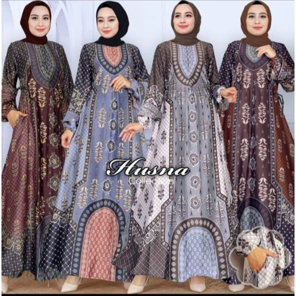 Gamis RAFLESIA bahan Silk Premium Motif Terbaru | Gamis Silk Premium Busui Freandly Motif bunga prem