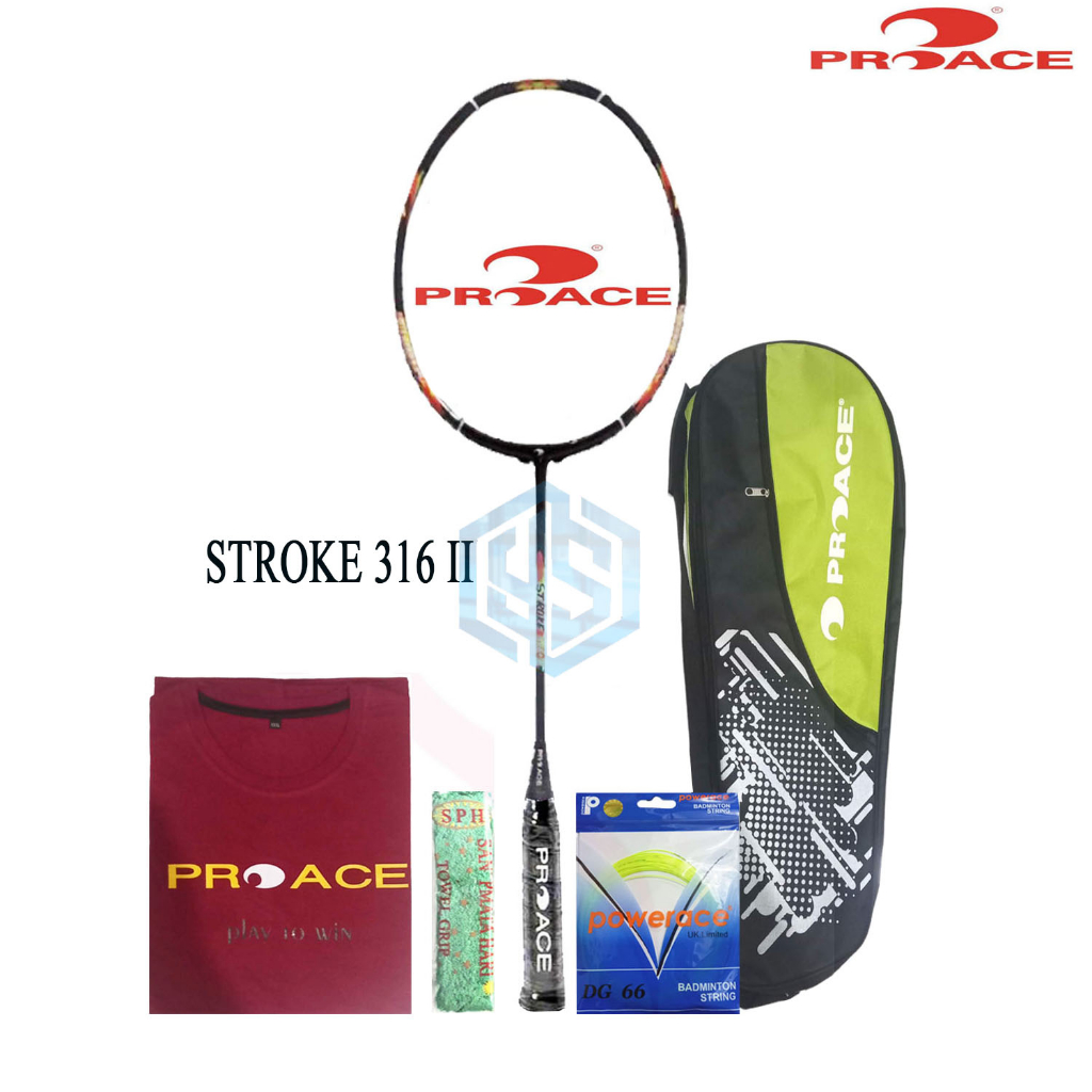 Raket Badminton ProAce Stroke 316 II Bonus Komplit Raket Pro Ace Stroke 316 II