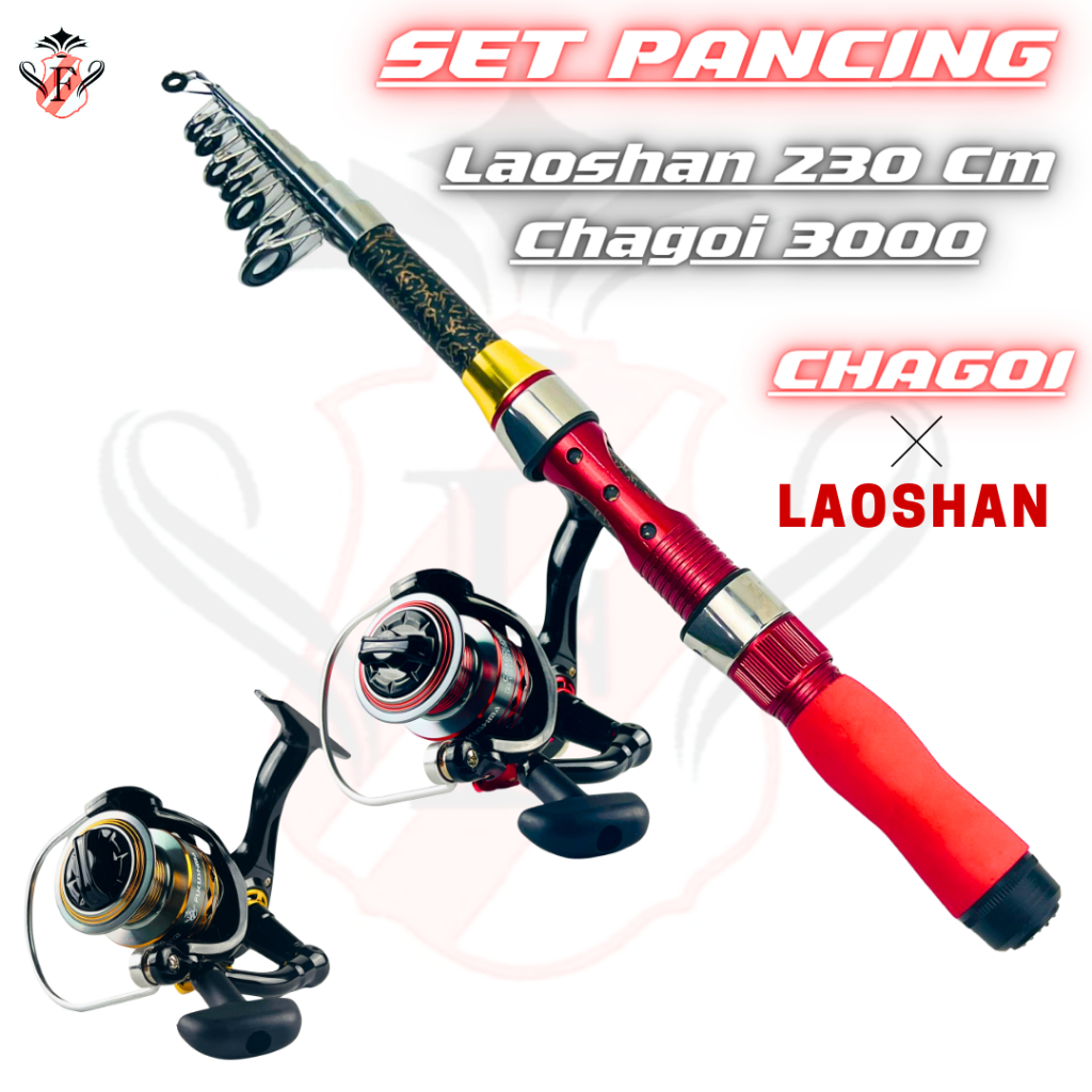 Set Pancing Joran Antena Mini 230 Laoshan dan Reel Chagoi 3000 Fukushima Bonus Kail Fukushima 13 Pcs