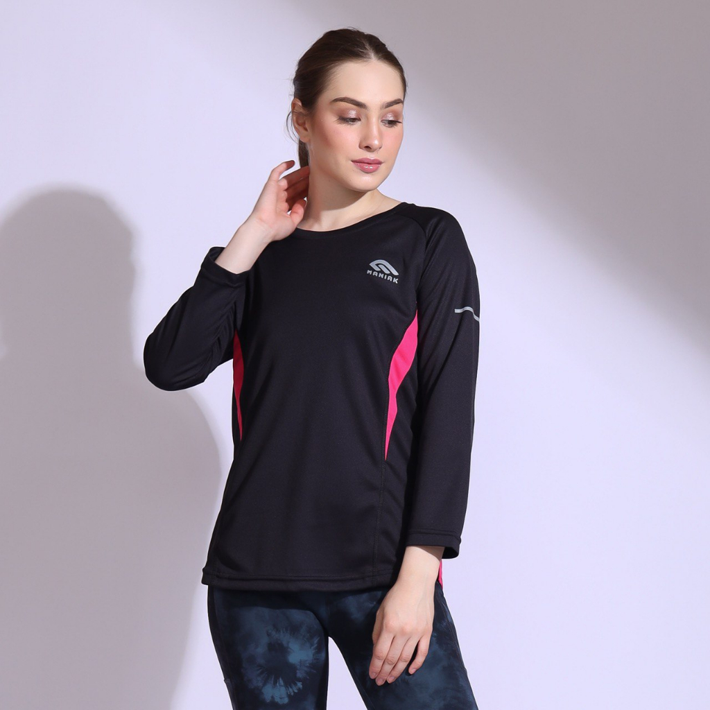 MANIAK Kaos Atasan Olaraga Lengan Panjang Wanita Sporty Gym Fitness Senam Zumba  (BMW 03 L/S)