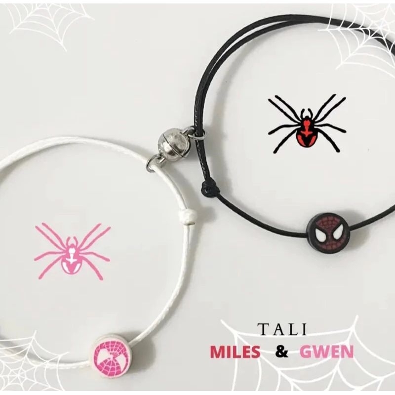 Gelang Couple Spiderman Miles Morales Gwen Tali Kulit Waterprooff