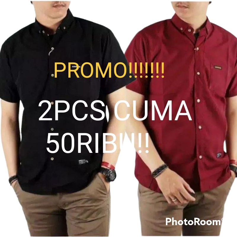 PAKET 2PCS CUMA 50RIBU KEMEJA POLOS PRIA LENGAN PENDEK