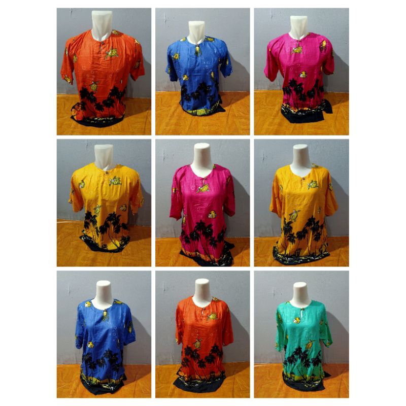 Baju Kaos Pantai/Bali Pria & Wanita Motif Kura-kura,cumi,Ikan Ukuran All Size