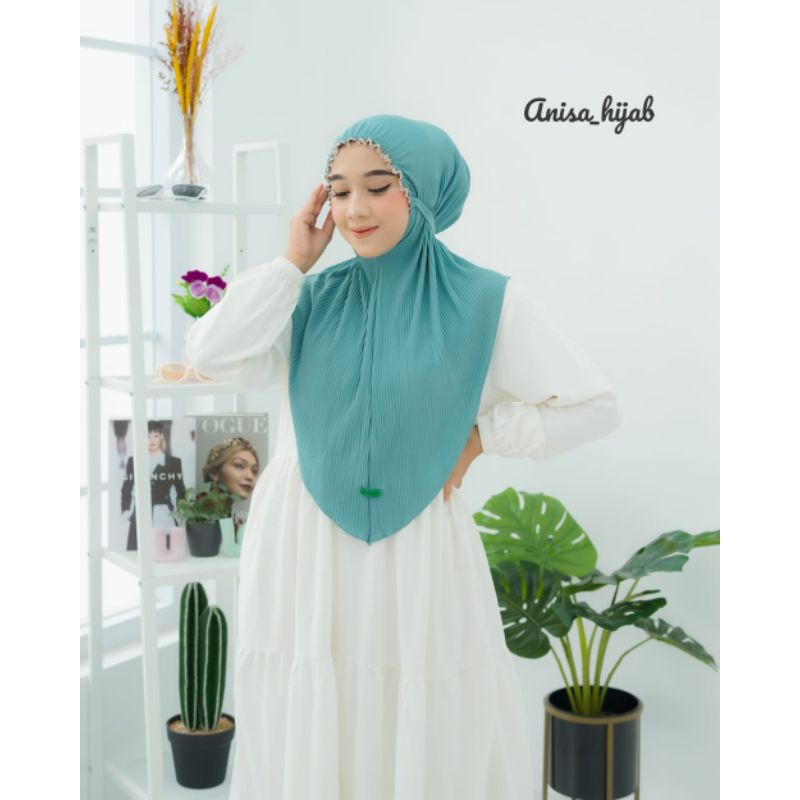 hijab viral terbaru.kerut renda