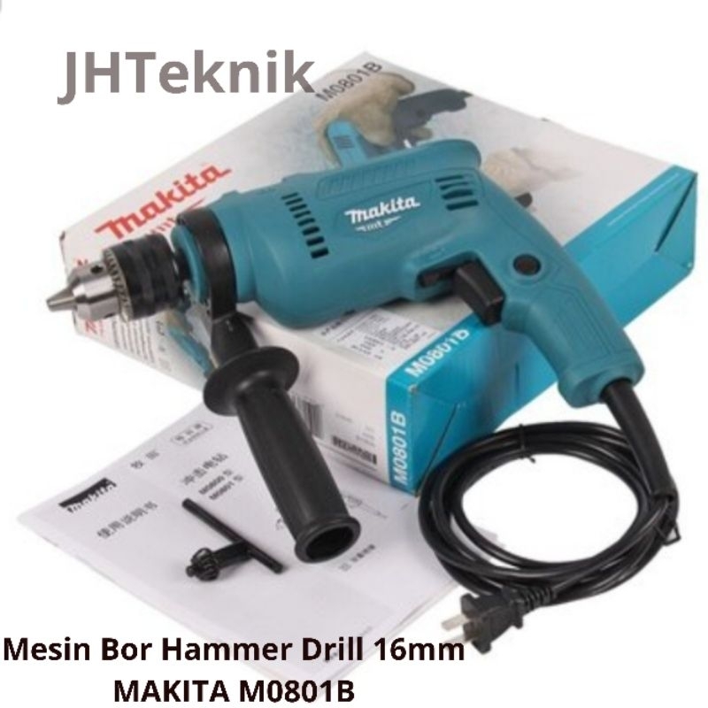 JHTeknik Mesin Bor Hammer Drill 16mm MAKITA M0801B/Mesin Bor Beton,Besi Kayu MAKITA(100% ORIGINAL)